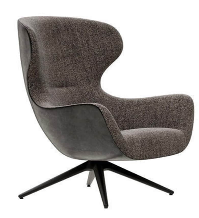 A contemporary high-back swivel lounge chair featuring a sculptural form, upholstered in a two-tone… — 3D model
