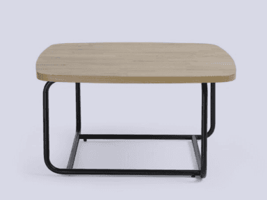 A modern coffee table featuring a light wood square top with subtly rounded corners, supported by a… — 3D model