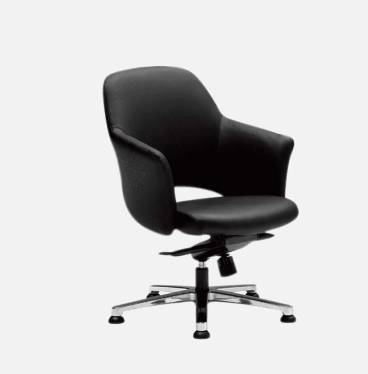 A modern black upholstered office chair featuring a contoured seat and back with integrated armrests… — free BLEND 3D model