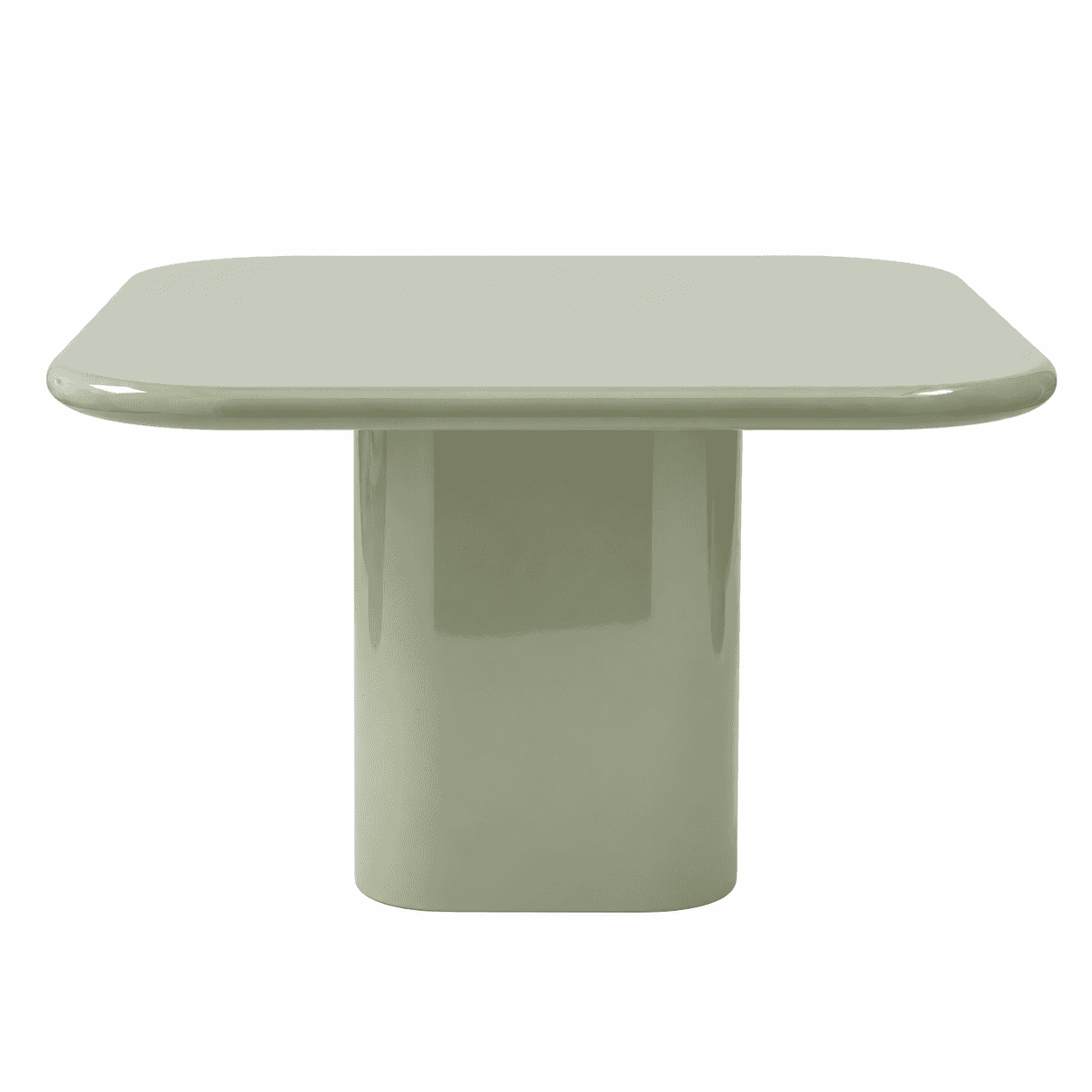A modern coffee table with a thick, rounded rectangular top supported by a single, large cylindrical… — free BLEND 3D model