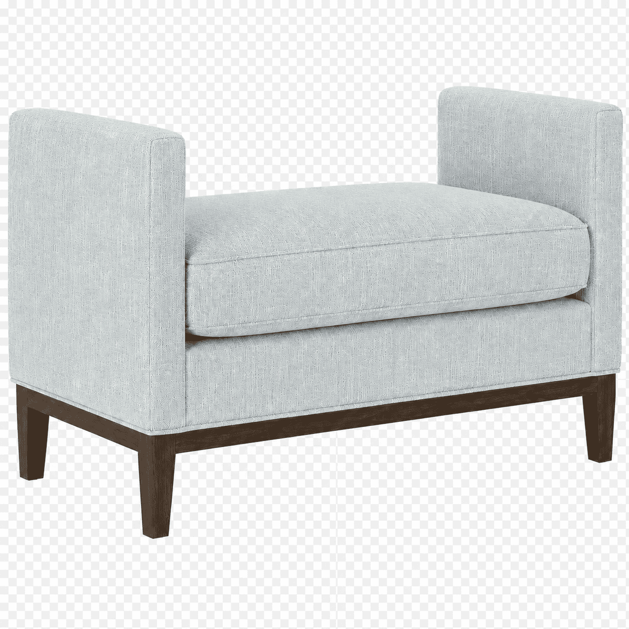 A rectangular upholstered bench with a low back and two armrests. The seat and back are made of two… — free SKP 3D model
