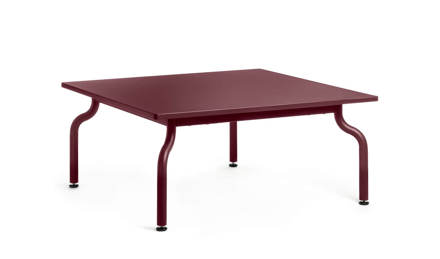 A square, low-profile table featuring a solid tabletop and distinctively curved tubular legs, all fi… — free STL 3D model