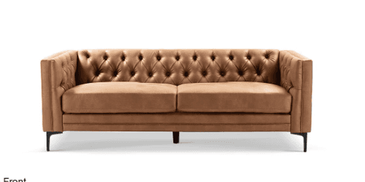 A two-seater sofa featuring deep button tufting on the backrest and inner arms, upholstered in a cog… — 3D model