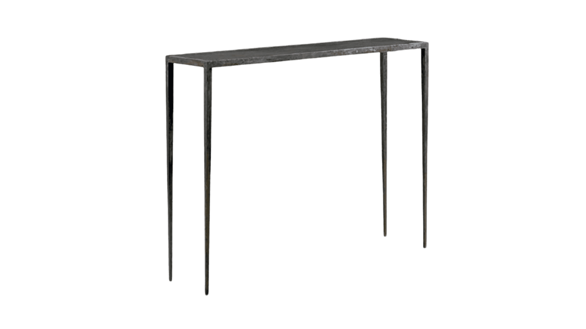 A narrow console table with a rectangular top supported by four slender, straight legs. The construc… — free BLEND 3D model