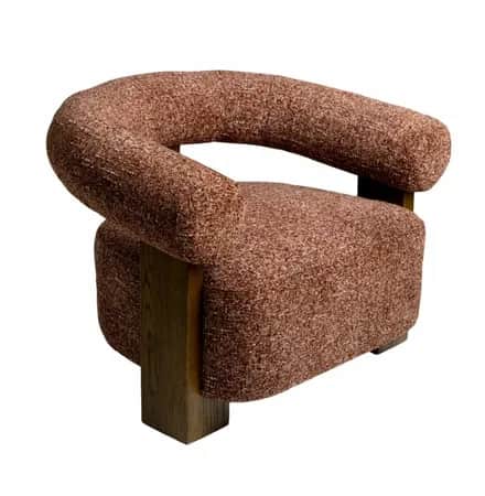 A contemporary lounge chair featuring a continuous, U-shaped backrest and armrests, upholstered in a… — 3D model