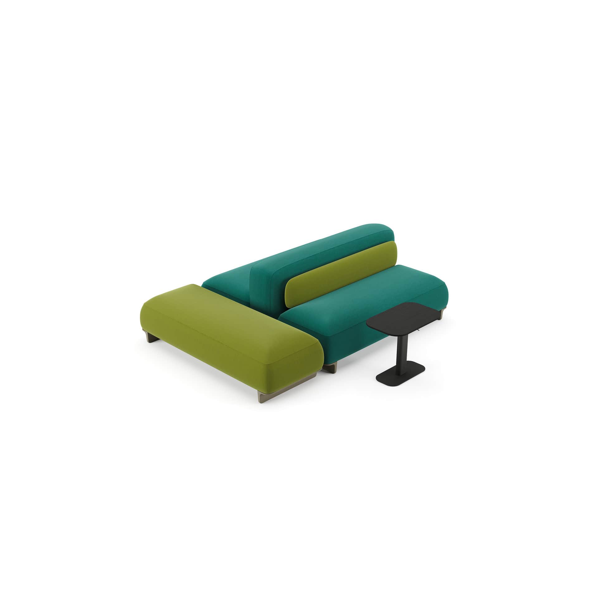 A modular sofa with an ottoman and a side table. The sofa consists of two main sections and an attac… — free FBX 3D model