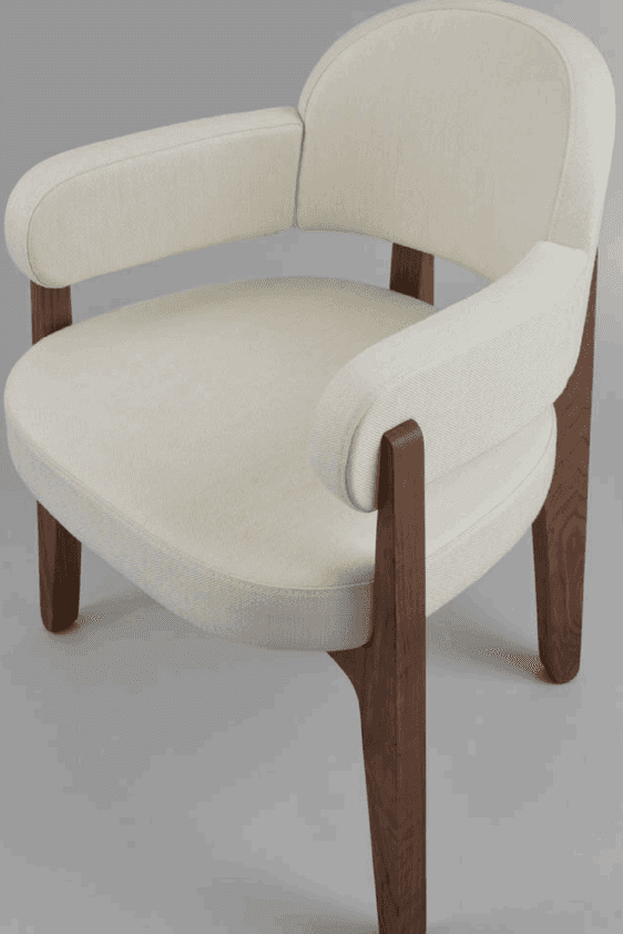 A contemporary armchair featuring an upholstered seat, backrest, and integrated armrests, all in a l… — 3D model