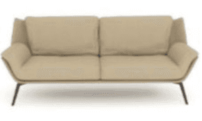A modern two-seater sofa upholstered in a light beige fabric. It features clean lines, gently sloped… — 3D model