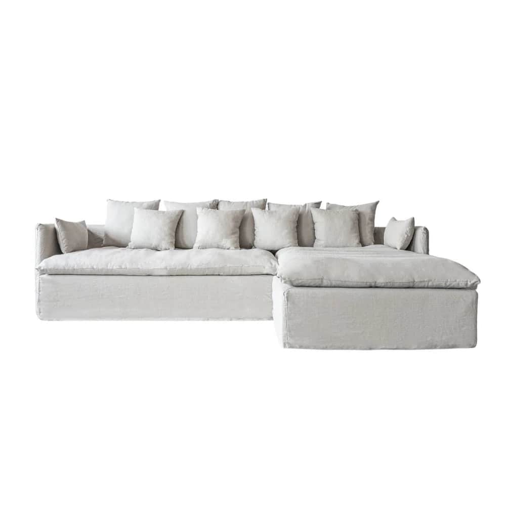 A large, modular sectional sofa with a chaise lounge extension. The sofa features a low-profile desi… — 3D model