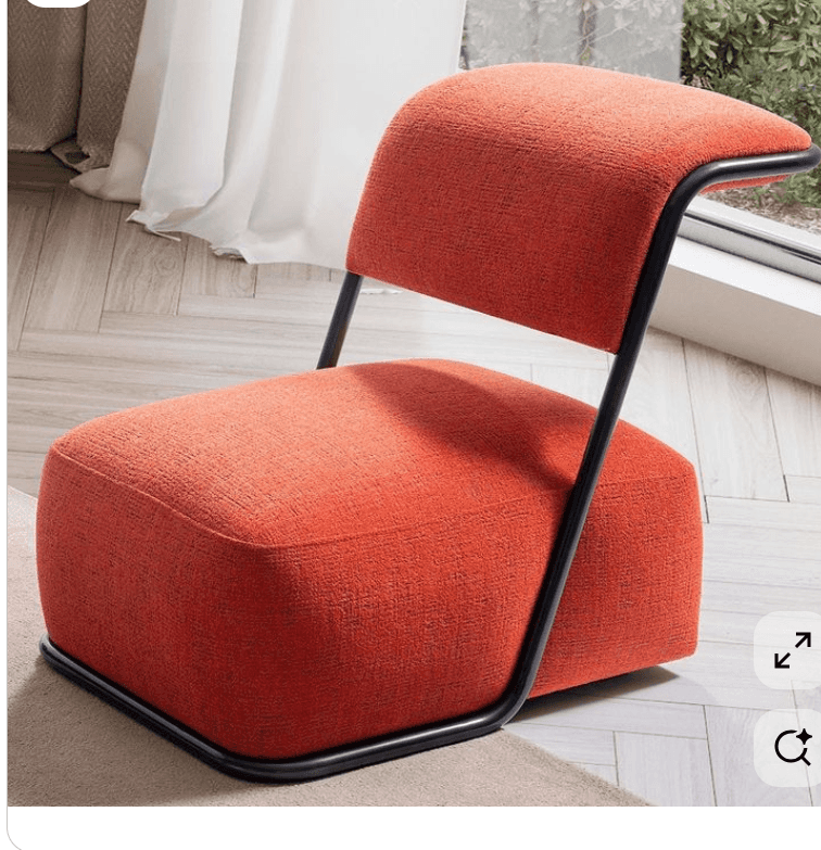 A contemporary, low-profile lounge chair featuring a continuous bent black metal tubular frame that… — 3D model