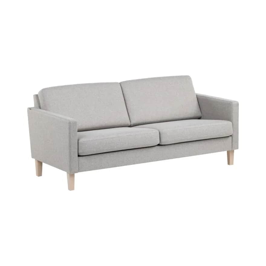 A light gray two-seater sofa with a clean, modern design. The sofa features a rectangular silhouette… — 3D model