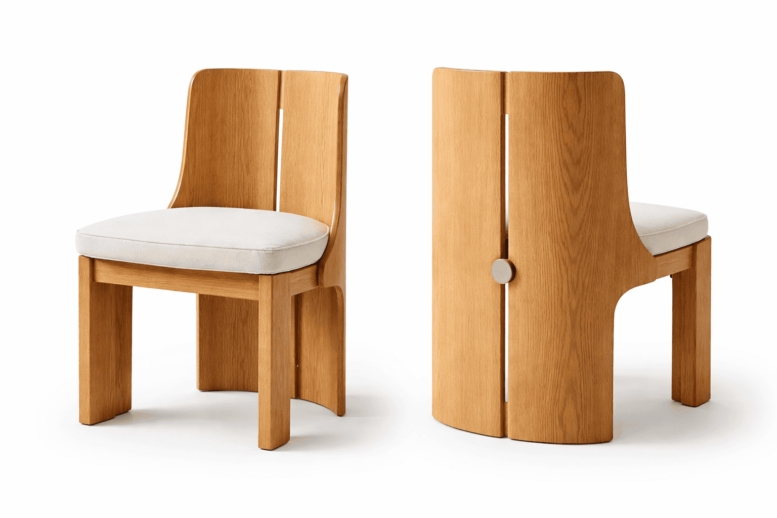 Two wooden chairs with cushioned seats are displayed against a black background. The chairs are cons… — free FBX 3D model
