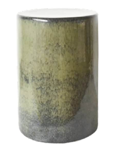 A cylindrical ceramic stool or accent table with a mottled, two-tone glazed finish, transitioning fr… — free SKP 3D model