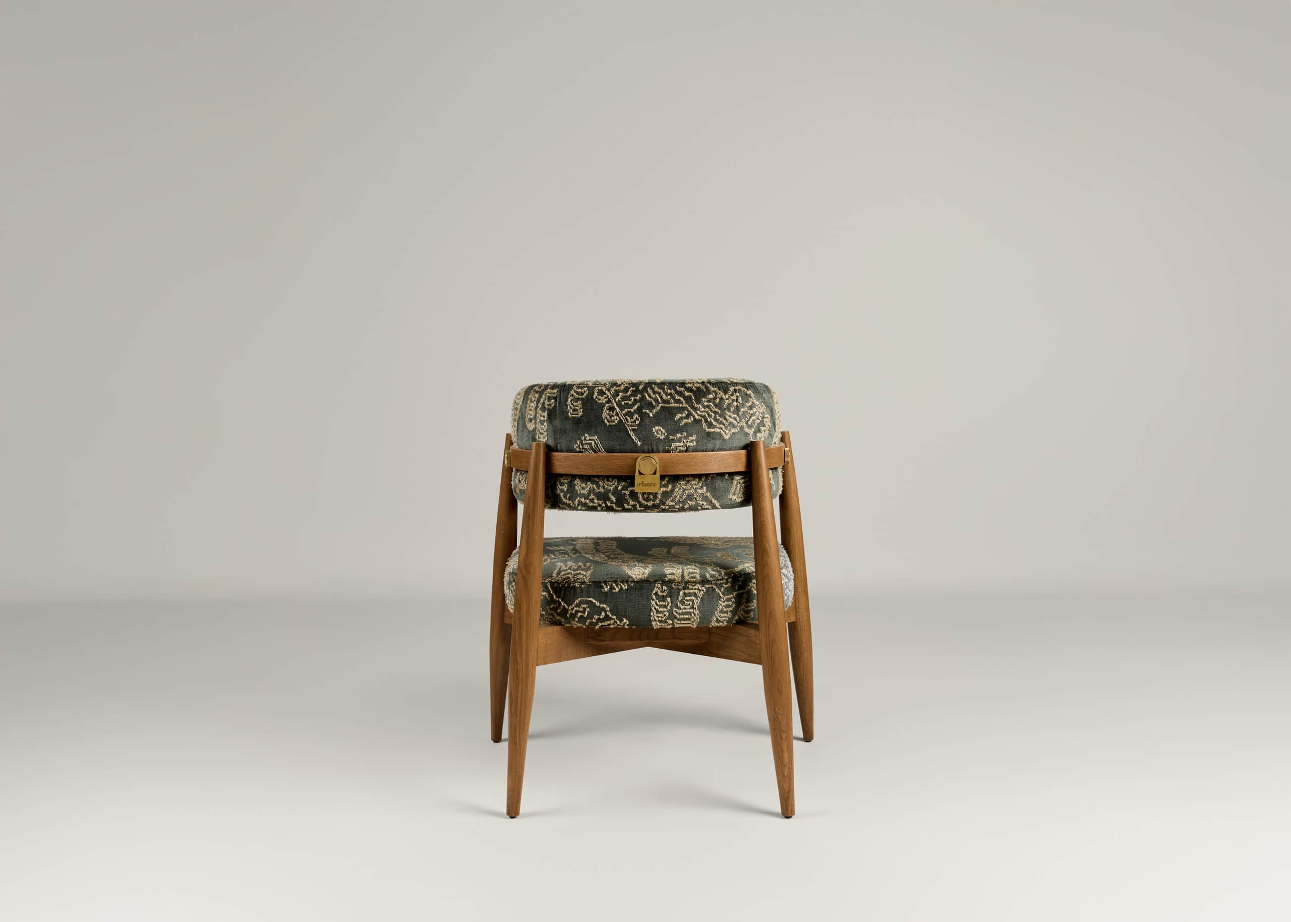A wooden accent chair with two upholstered seating surfaces. The frame is constructed from light bro… — free OBJ 3D model