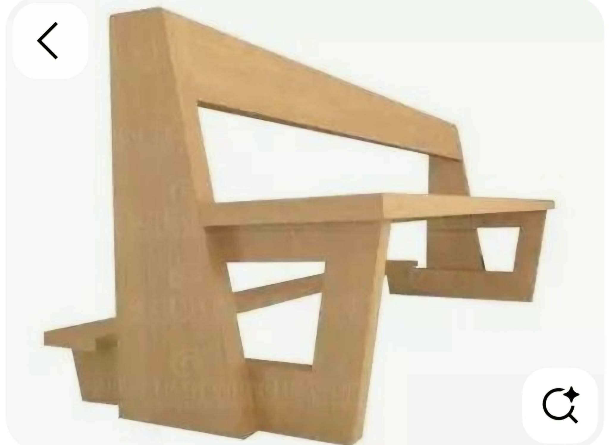 A digital render of a modern, minimalist bench constructed from a light-colored wood-like material,… — 3D model