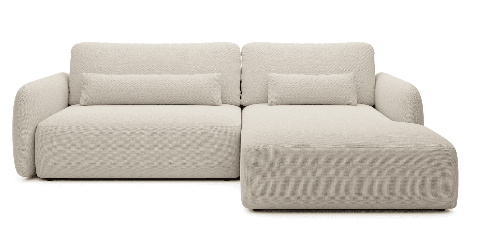 A contemporary modular sectional sofa featuring a two-seat section combined with a chaise lounge com… — 3D model
