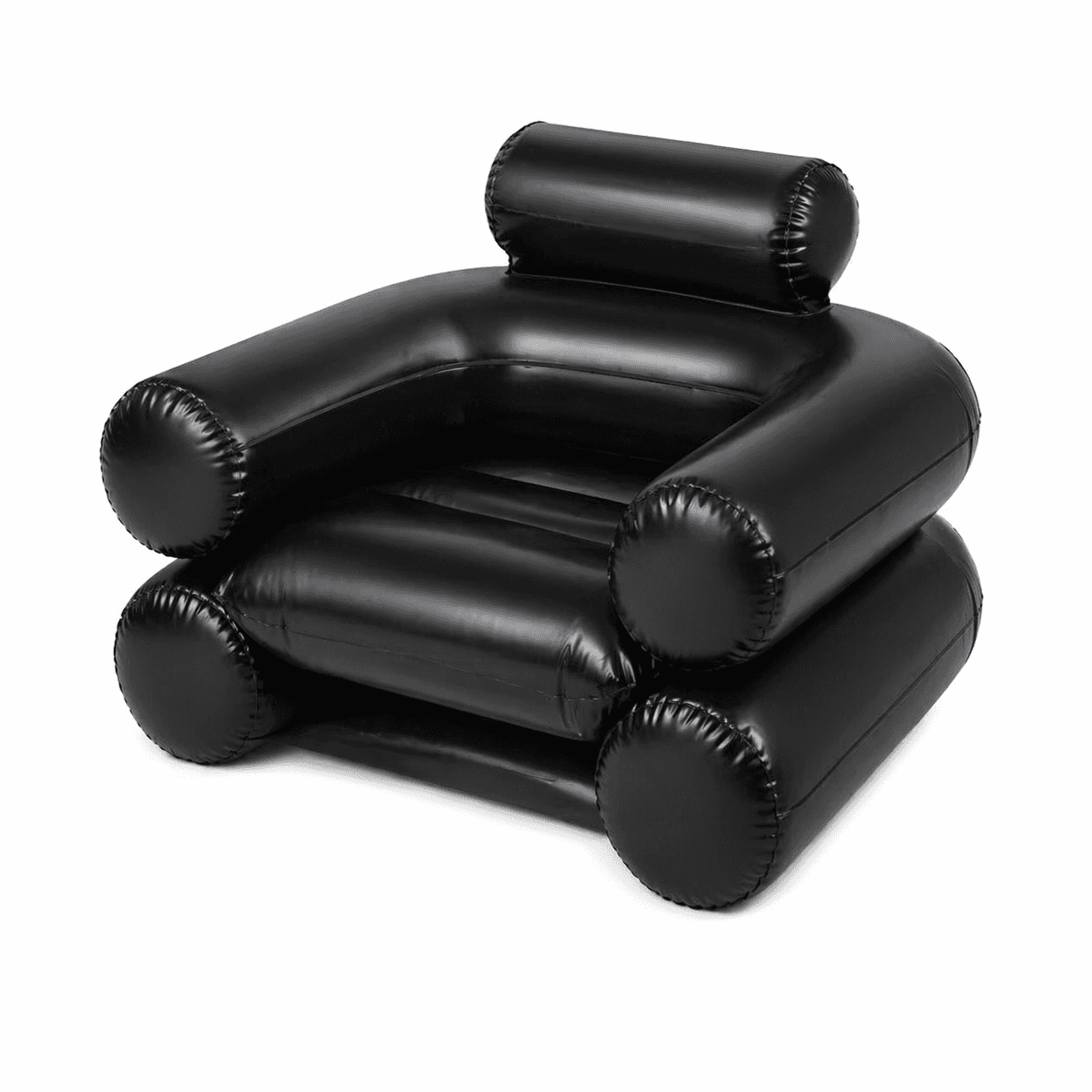 An inflatable armchair with a modern, rounded design. It features a plush, segmented seat and backre… — free OBJ 3D model