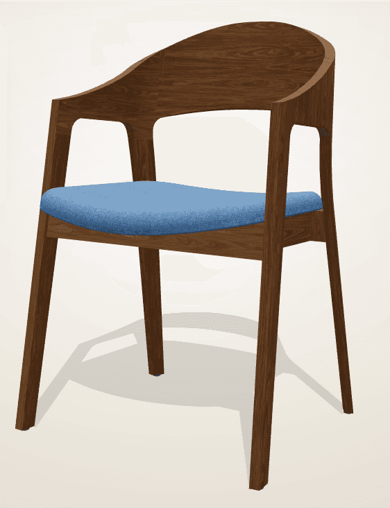 A modern armchair featuring a curved, integrated backrest and armrests crafted from a medium-dark, w… — free OBJ 3D model