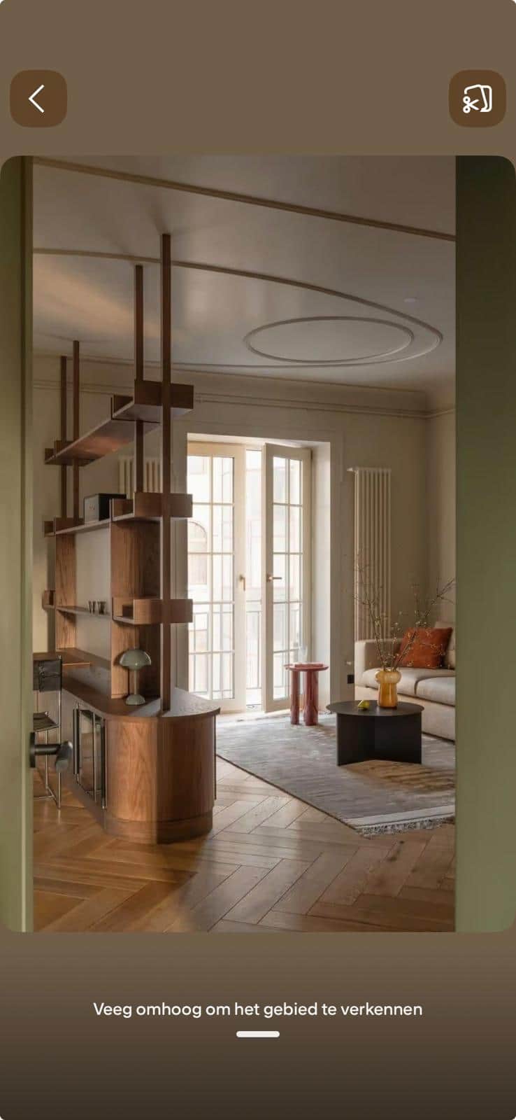 A contemporary tall shelving unit crafted from dark walnut wood, featuring an integrated lower cabin… — 3D model