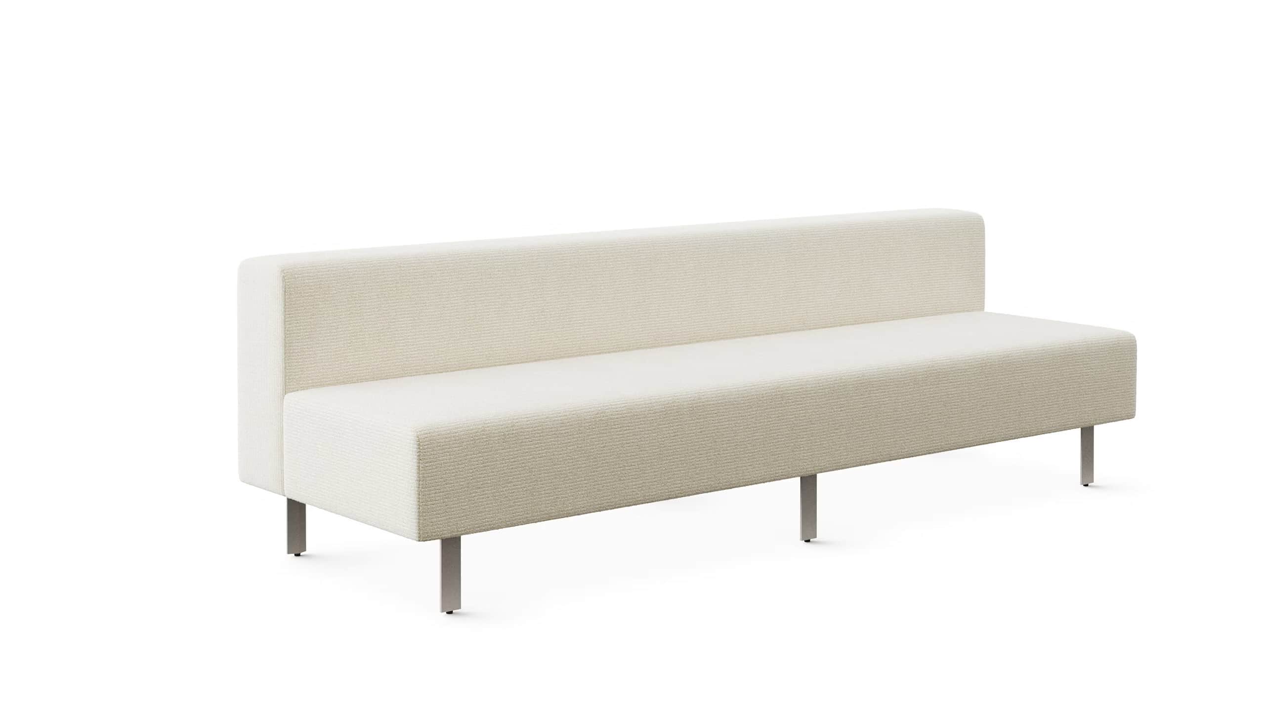 A modern, armless sofa with a clean, rectangular design. It features a tufted seat and backrest upho… — free GLTF 3D model