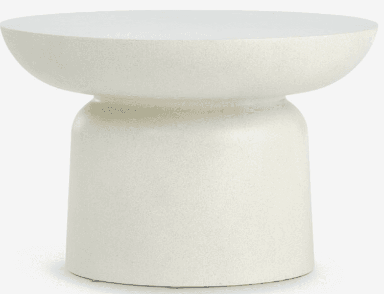 A modern, sculptural accent table crafted from a light-colored, textured concrete or composite mater… — free BLEND 3D model