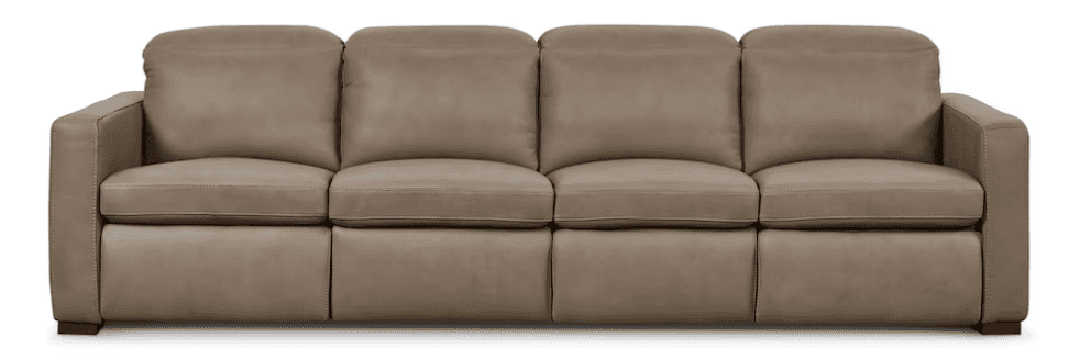 A four-seater sofa with plush cushions and a streamlined design. The sofa features distinct seat cus… — 3D model