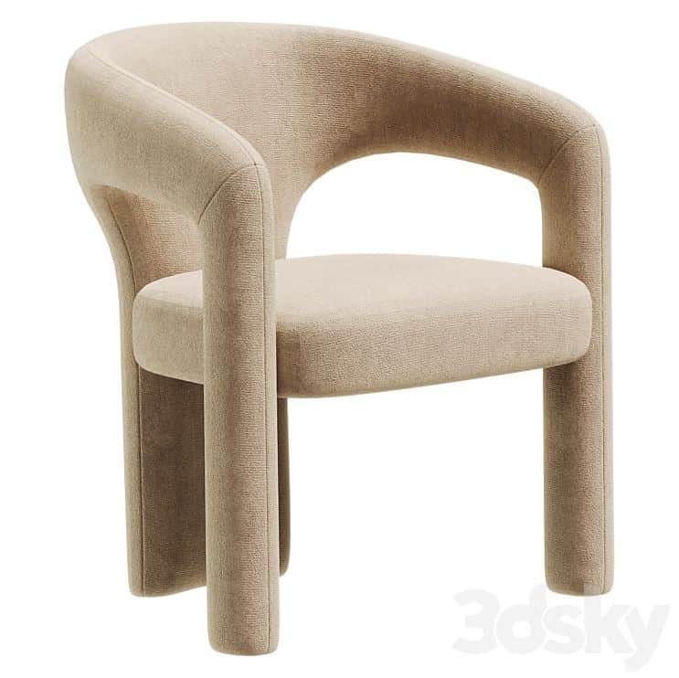 A modern, fully upholstered armchair featuring a rounded backrest that seamlessly transitions into i… — 3D model