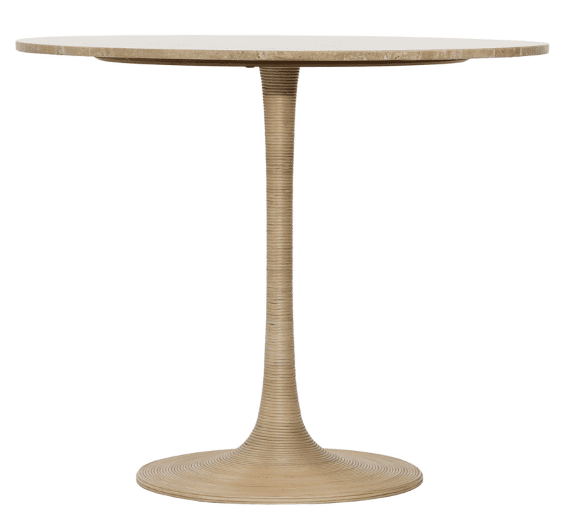 A round accent table featuring a natural travertine top and a distinctive fluted pedestal base. The… — free STL 3D model
