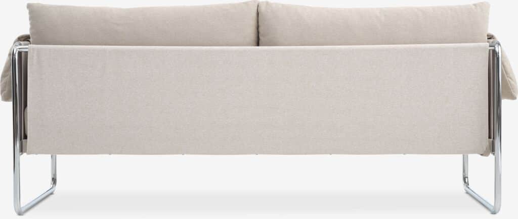 A sofa featuring a chrome-plated tubular steel frame and upholstered cushions. The sofa has a minima… — 3D model