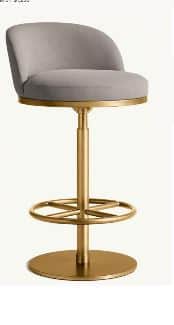 A contemporary bar stool featuring a round upholstered seat and a curved backrest, supported by a ce… — 3D model