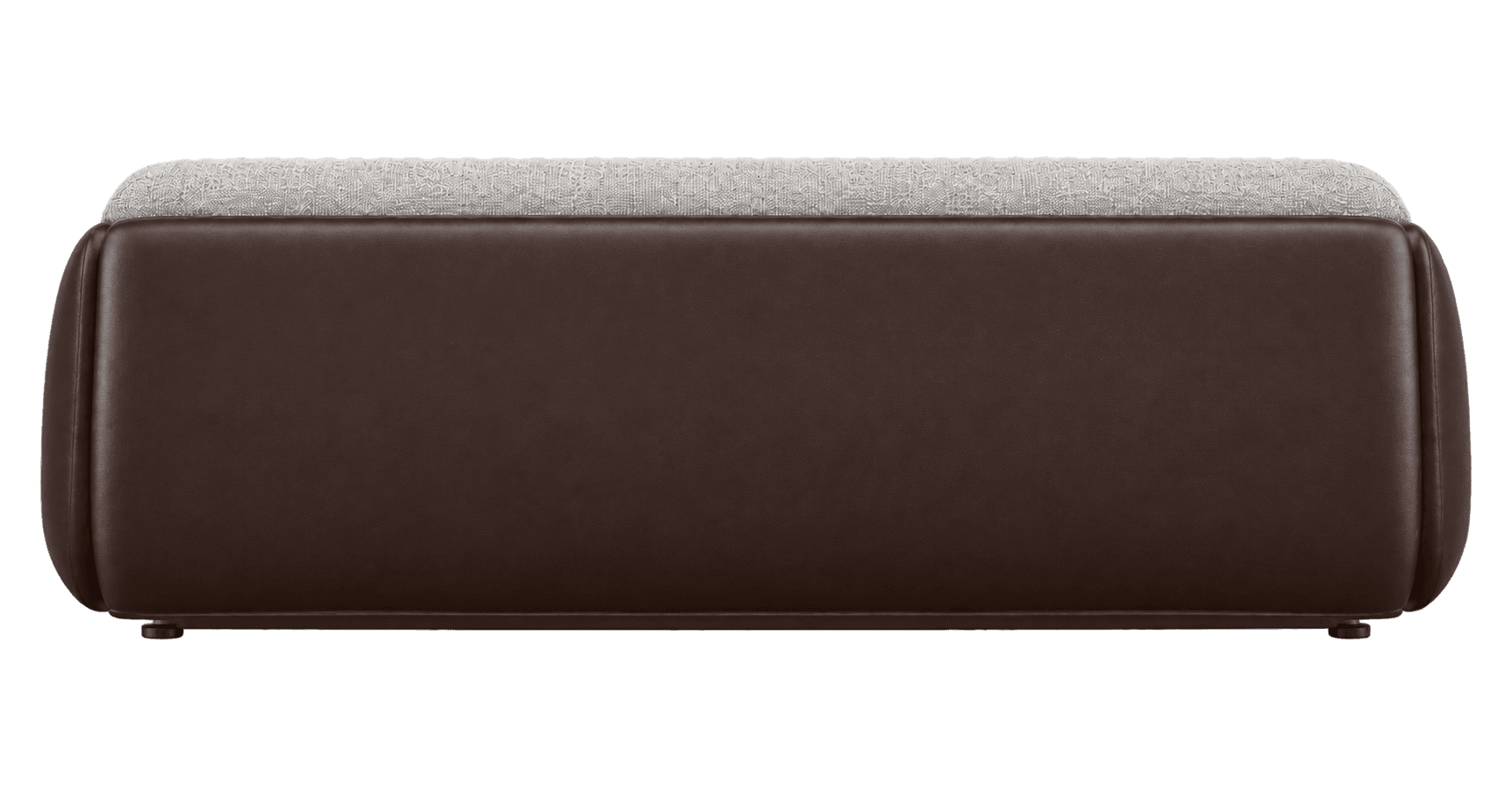 A side view of a rectangular ottoman featuring a two-tone upholstery design. The lower section is co… — 3D model