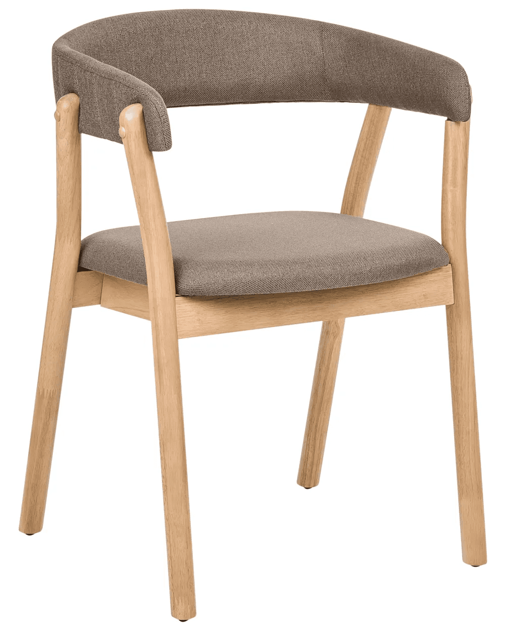 A contemporary chair with a curved backrest and armrests, featuring a wooden frame and upholstered s… — 3D model