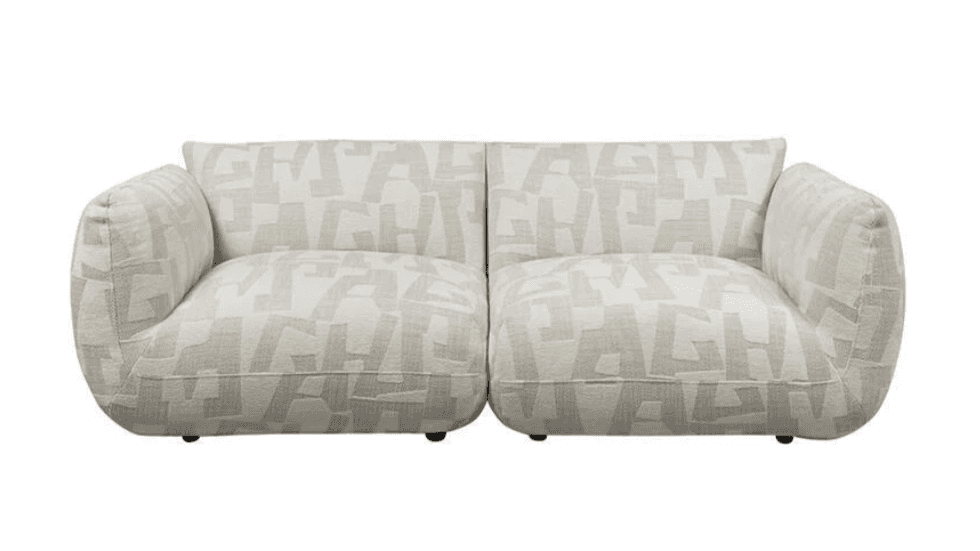 A contemporary two-seater sofa composed of two identical upholstered modular units, featuring a roun… — 3D model