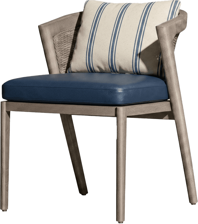 A contemporary armchair featuring a light gray-toned wooden frame with visible grain. The backrest i… — 3D model