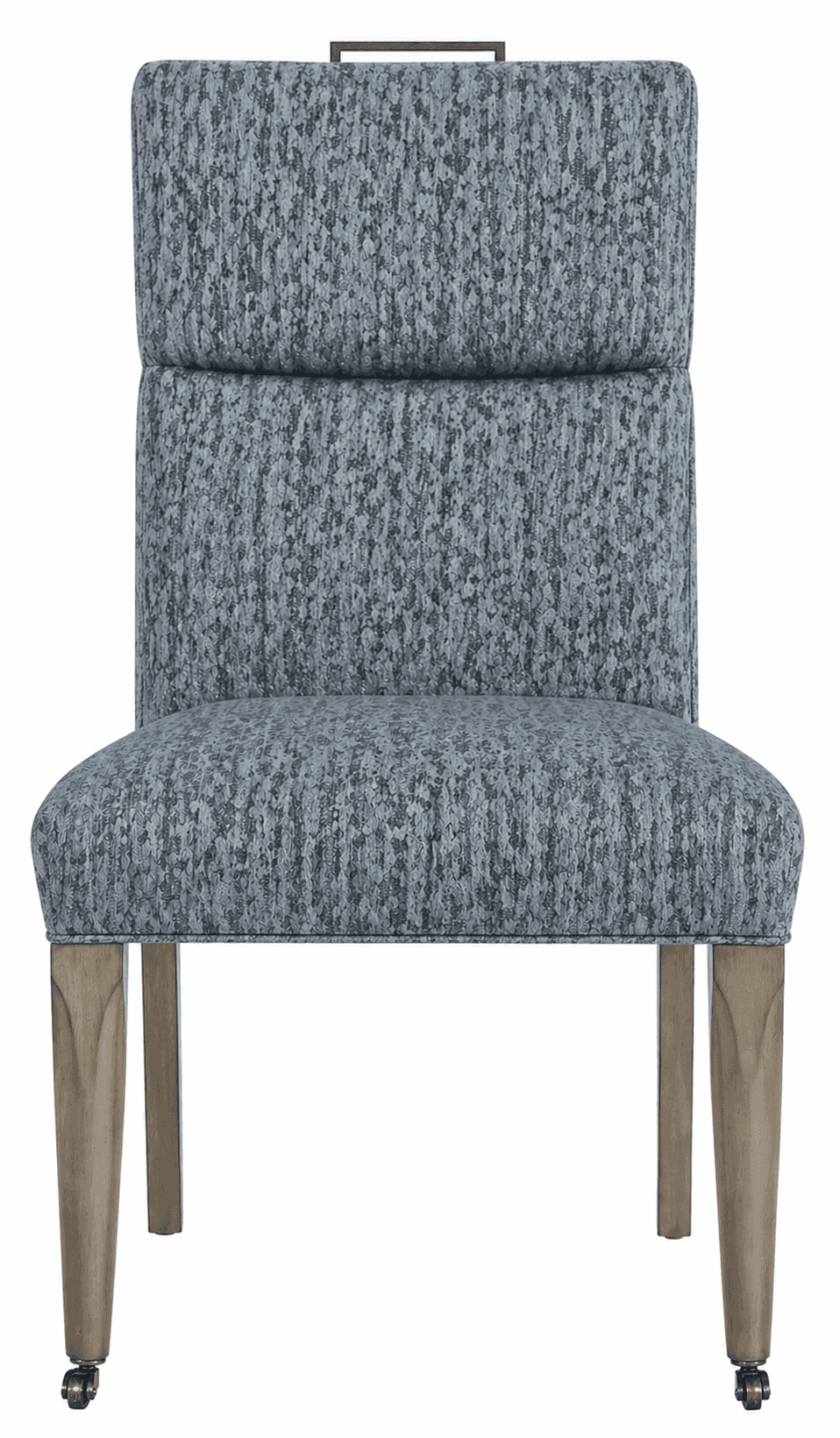 A high-backed upholstered dining chair with a textured fabric in shades of blue and gray. The chair… — free FBX 3D model