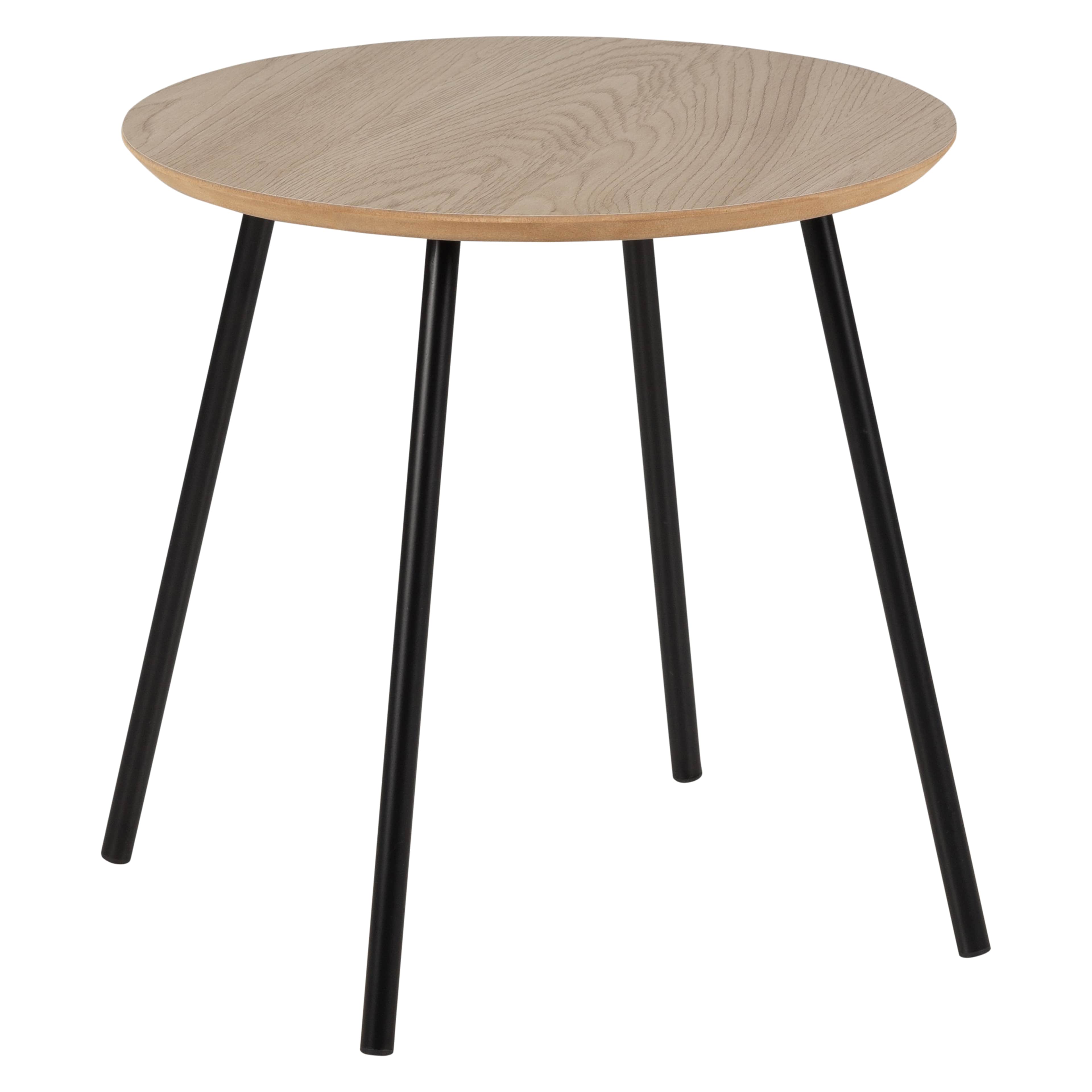 A minimalist round accent table featuring a light wood grain top with a visible plywood edge, suppor… — free STL 3D model