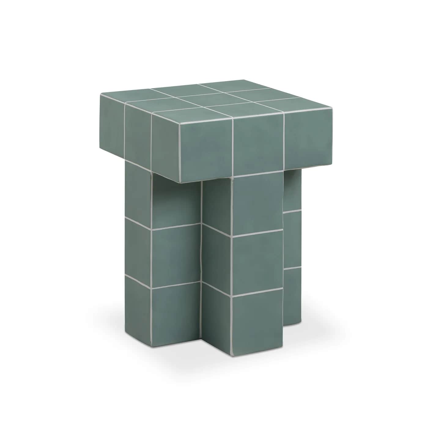 A contemporary square accent table featuring a tiled surface. The table has a flat, square top and a… — 3D model