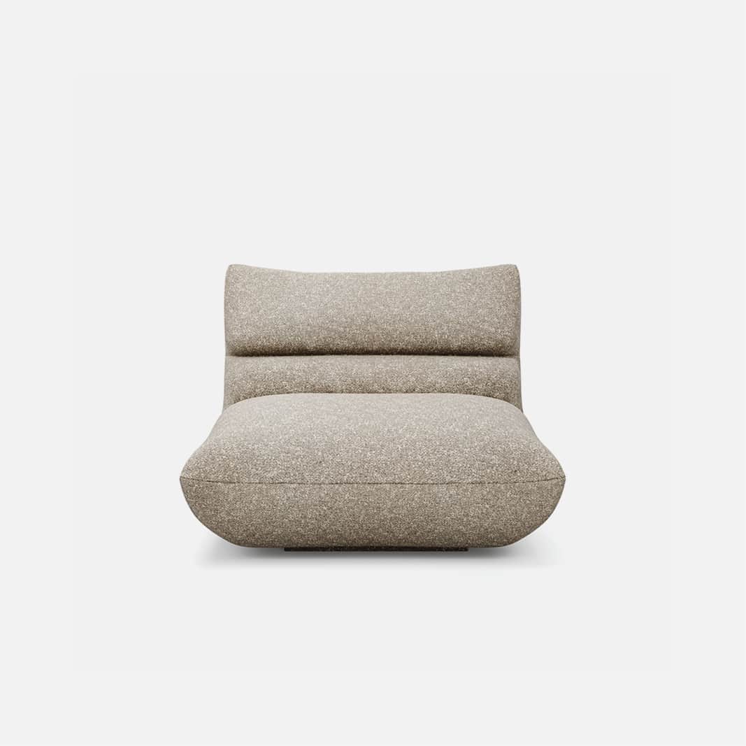 An armless, low-profile lounge chair characterized by its deep, plush cushioning and rounded silhoue… — free GLTF 3D model