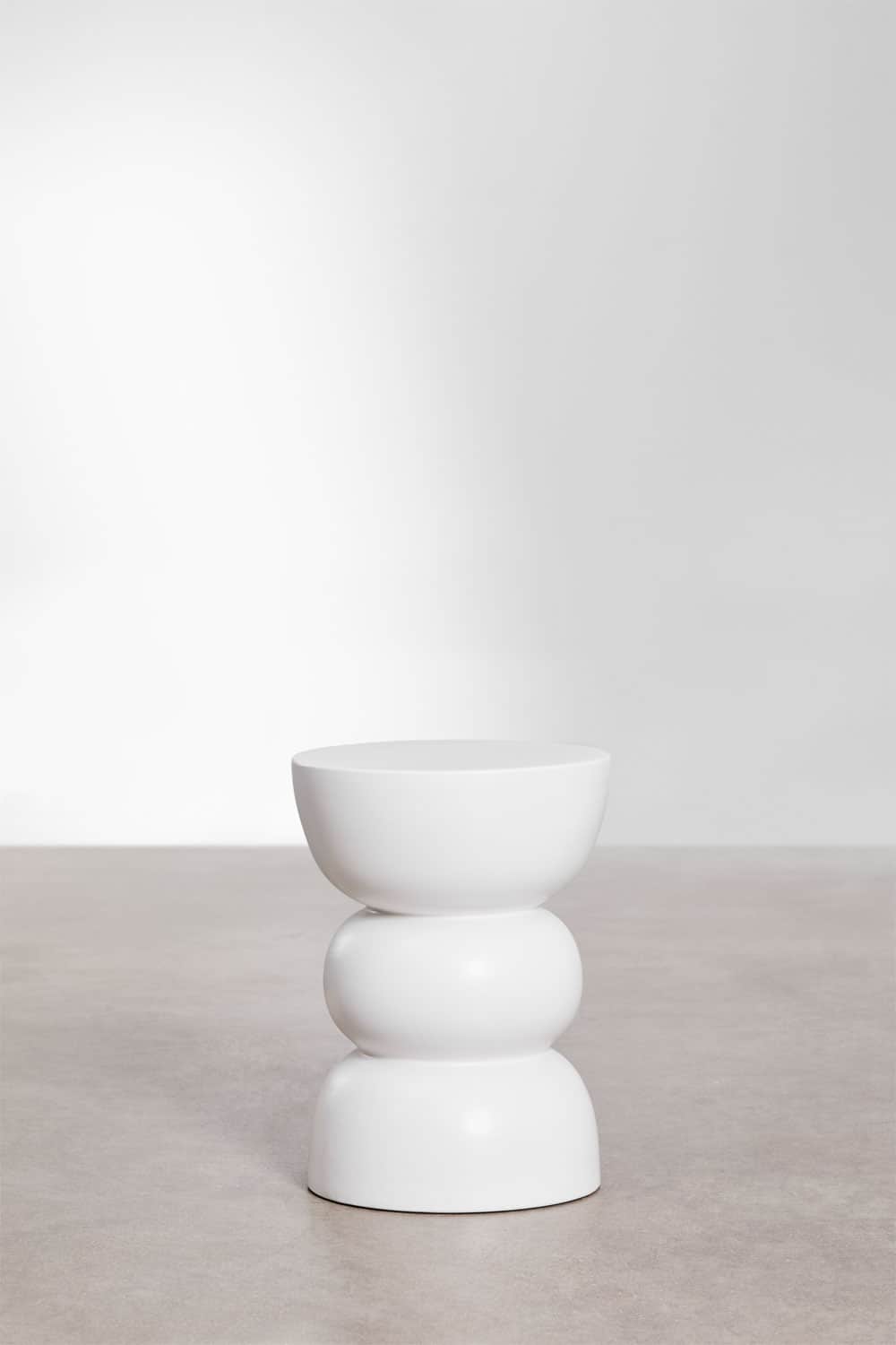 A white stool with a distinctive hourglass or stacked spherical shape. The stool features three dist… — free SKP 3D model