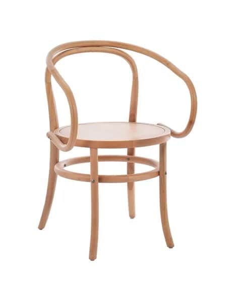 A classic bentwood armchair featuring a light, natural wood finish. The chair exhibits characteristi… — 3D model