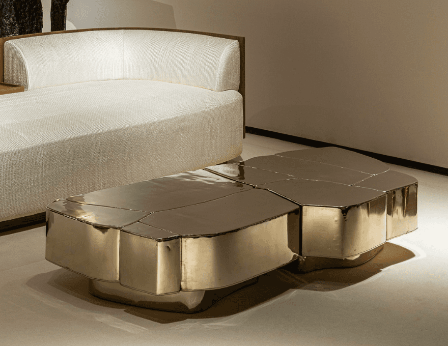 A modern, irregularly shaped coffee table constructed from multiple geometric segments that fit toge… — free FBX 3D model