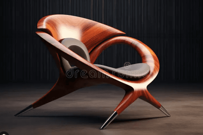 A modern, sculptural chair with a unique, flowing design. The main body of the chair is constructed… — free FBX 3D model