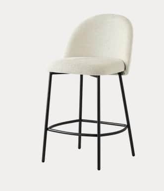 A modern bar stool featuring a curved, upholstered backrest and seat, set on a slender black metal f… — 3D model