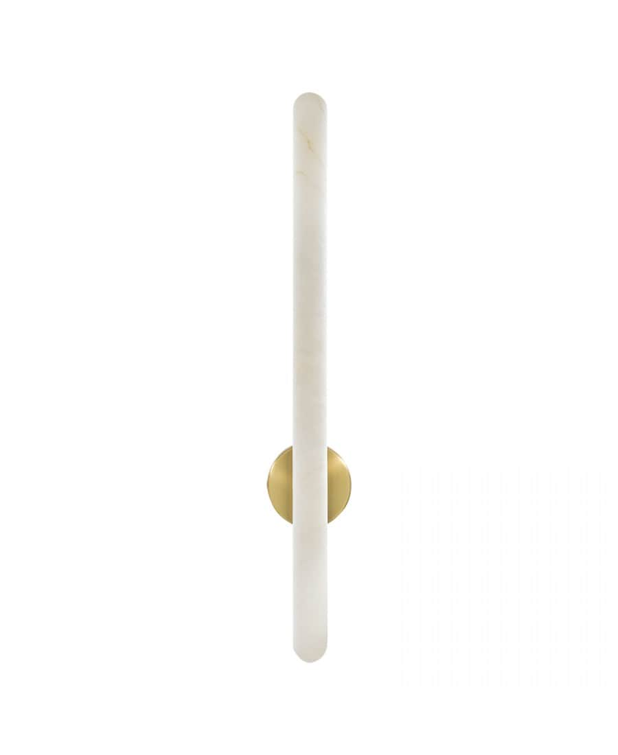 A modern wall-mounted light fixture featuring a long, vertical cylindrical diffuser made from transl… — 3D model