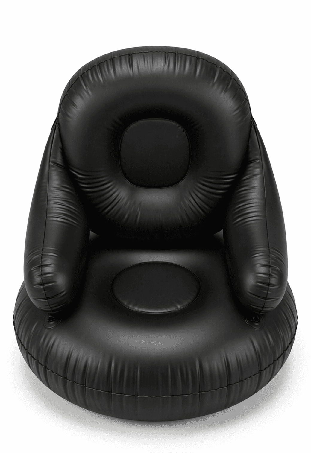 A black inflatable armchair with a rounded base, integrated armrests, and a supportive backrest. The… — 3D model
