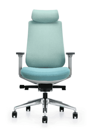 A modern ergonomic office chair with a high back, integrated headrest, and padded seat. It features… — free BLEND 3D model