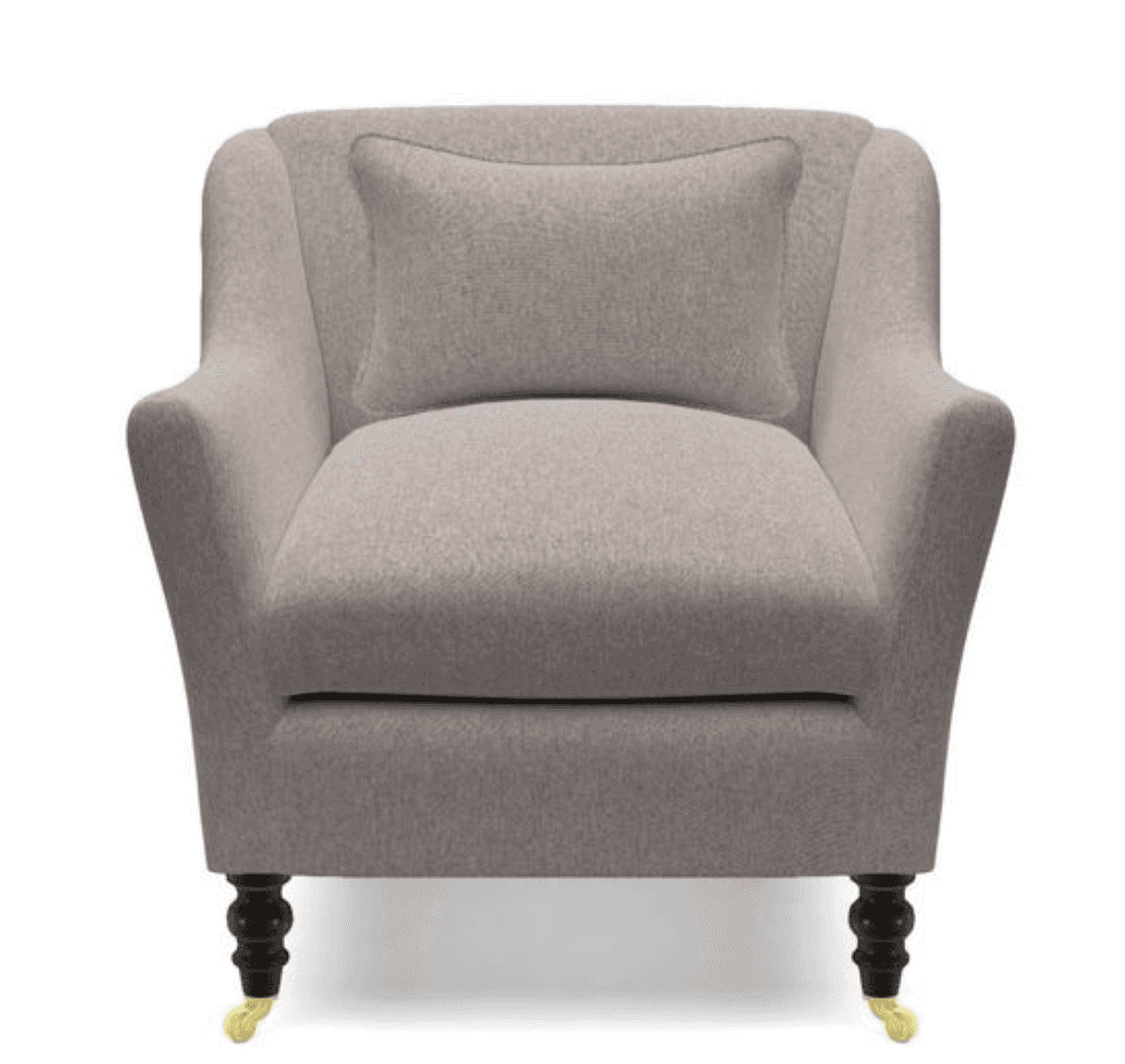 A single-seater armchair upholstered in a light grey textured fabric. The chair features a high back… — 3D model