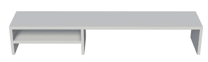 A long, low-profile, rectangular media console featuring a single open shelf compartment on the left… — 3D model