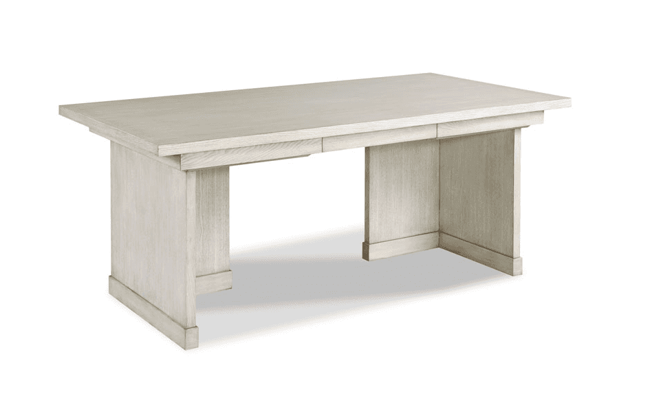 A rectangular conference table with a light off-white or beige finish. The table features a thick, r… — free OBJ 3D model