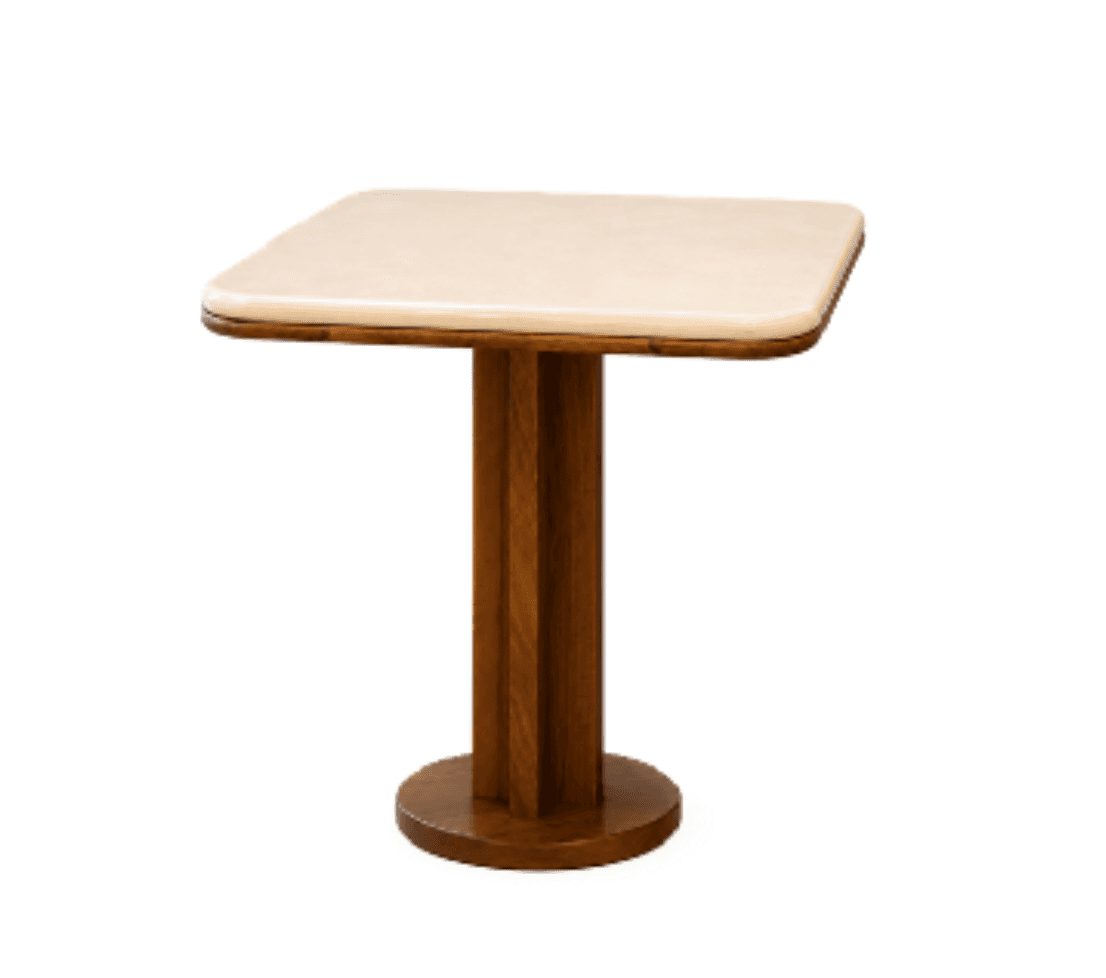 A small, contemporary side table featuring a square top with gently rounded corners, supported by a… — 3D model